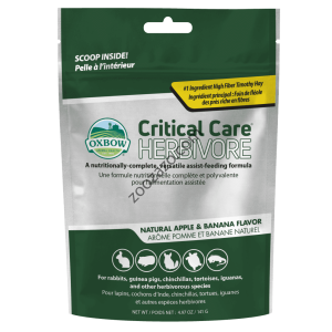 Хранителна добавка - прахообразна  формула за подпомагане на храненето за Гризачи, 141 гр. - Oxbow Critical Care Herbivore Apple-Banana